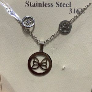 BUTTERFLY NECKLACE W EARRINGS